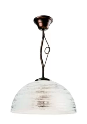 image of Emilio Dome Pendant Ceiling Lights With Glass Shade, Brown, 1x E27