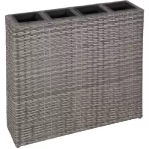 image of Garden Raised Bed with 4 Pots Poly Rattan Grey - Grey - Vidaxl