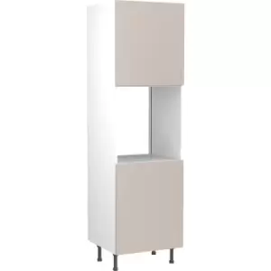 Image of Kitchen Kit Flatpack Slab Kitchen Cabinet Tall Single Oven Unit Super Gloss 600mm in Light Grey MFC