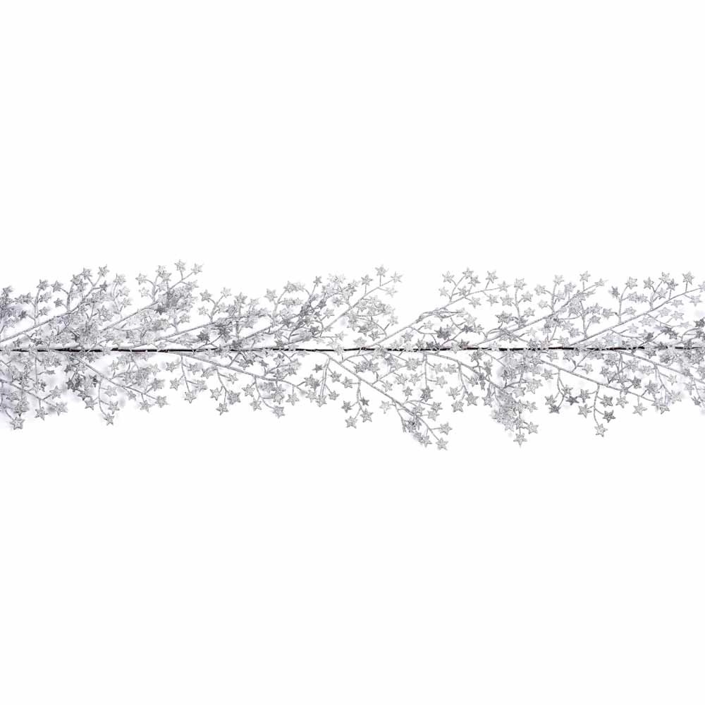Image of Premier Garland With Silver Glitter Stars 1.8m