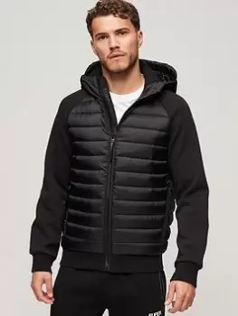 Image of Superdry Hooded Storm Hybrid Padded Jacket - Black Size 3XL, Men