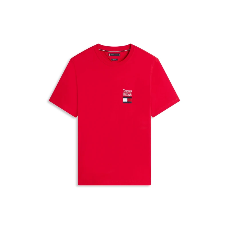 Image of Tommy Hilfiger Mens Stack Flag T-Shirt Medium Red male S