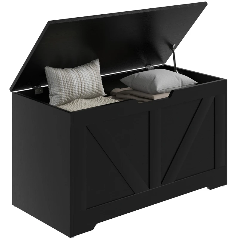 Image of HOMCOM HOMCOM Storage Trunk for Living Room, with Safety Hinges, 80cm, Black One Size Unisex 5063603054479