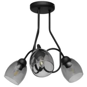 image of Marietta Multi Arm Semi Flush Ceiling Light Black, Smokey 50cm