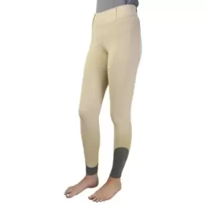 image of Hy Sport Active Womens/Ladies Horse Riding Tights (L) (Beige/Pencil Point Grey) - Beige/Pencil Point Grey