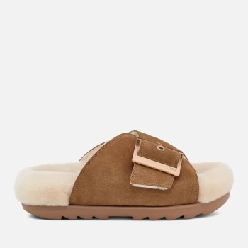 image of UGG Womens Outslide Buckle Suede Sandals - Chestnut - UK 4