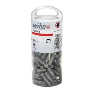 Image of 40462 Standard Pozidriv Bits PZ2 25mm Tub of 100 - Wiha
