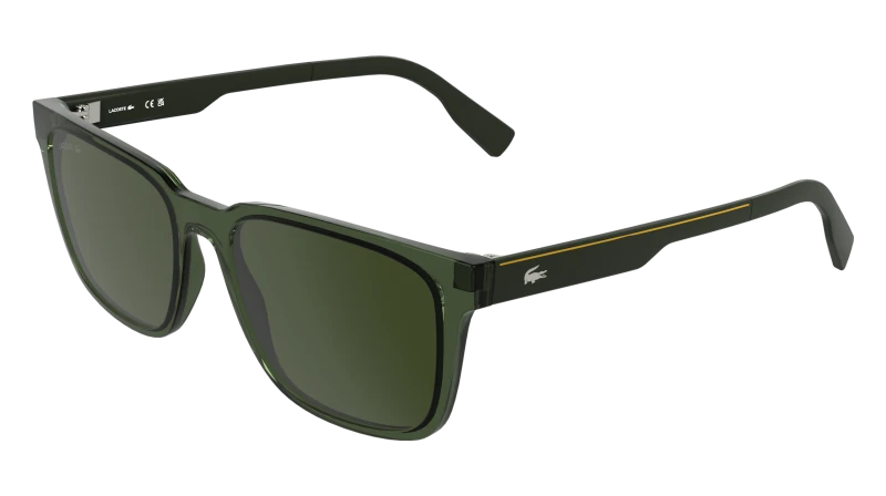 Image of Lacoste L6077S 301 Man Sunglasses Bio-inject Green Brown Squared Normal Green Sunglasses Man Bio-inject