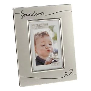 Image of 4" x 6" - Silver Plated Satin Photo Frame - Grandson