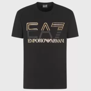 Image of EA7 Logo-Print Cotton-Blend T-Shirt - L