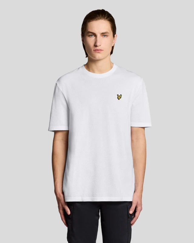 Image of Lyle & Scott Mens Textured Jacquard T-Shirt in White