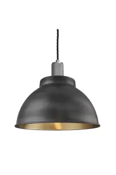Image of Knurled Dome Pendant, 13 Inch, Pewter & Brass, Pewter Holder