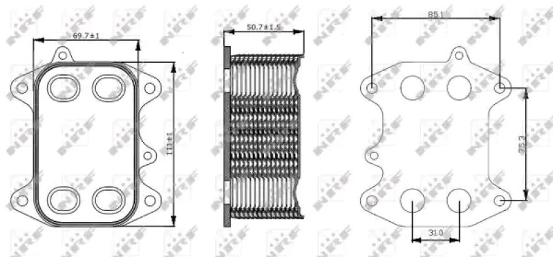 Image of NRF 31263 Oil Cooler with gaskets/seals, EASY FIT Aluminium Oil Cooler,engine oil (469)