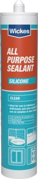 image of Wickes All Purpose Silicone Sealant - Clear 310ml