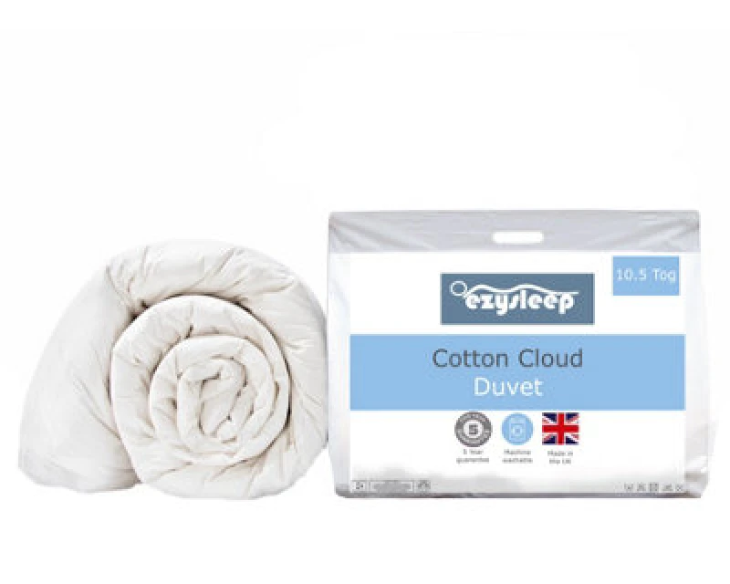 Image of Ezysleep Ezysleep 10.5 Tog Feels Like Down Cotton Cloud Duvet in White Size: Super King White Super King Unisex 5034567875240