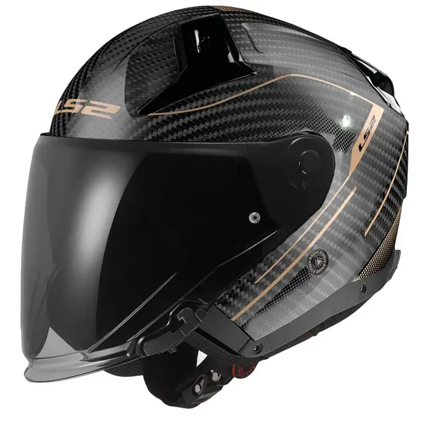 Image of LS2 OF603 Infinity II Carbon Counter Antique Gold Jet Helmet Size S