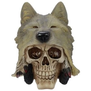 image of Fantasy Skull with Wolf Head Ornament