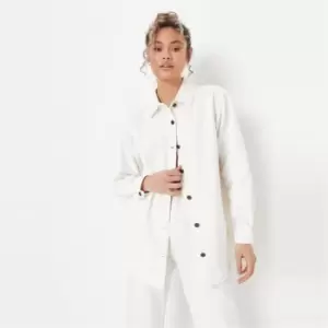 image of Missguided Tall Oversized Denim Shirt - White