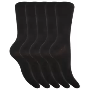Image of Floso Womens/Ladies Plain Socks (Pack Of 5) (4-7 UK, 37-41 EU) (Black)