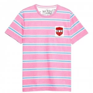 image of Jack Wills Ralstone Anniversary T-Shirt - Bright Pink