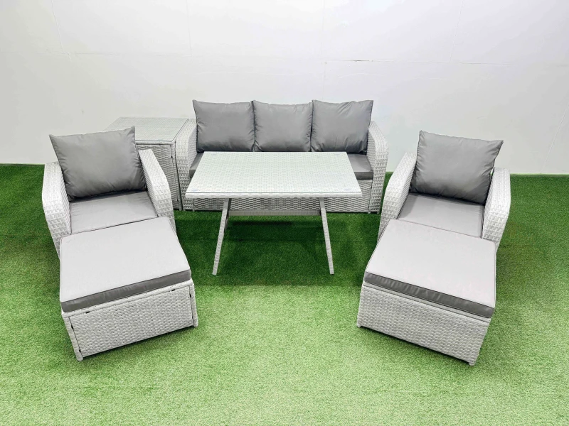 Image of Fimous Reclining Chairs 3 Seat Sofa Set Garden Furniture Set Light Grey Light Grey Unisex