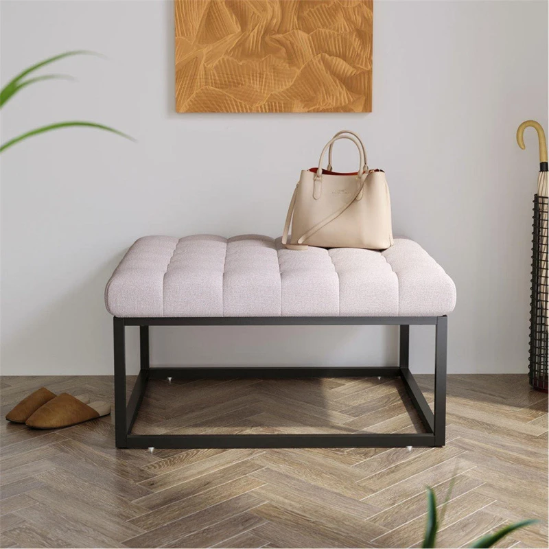 Image of Kabinet UK Large Square Linen Tufted Footstool Beige Beige unisex Large