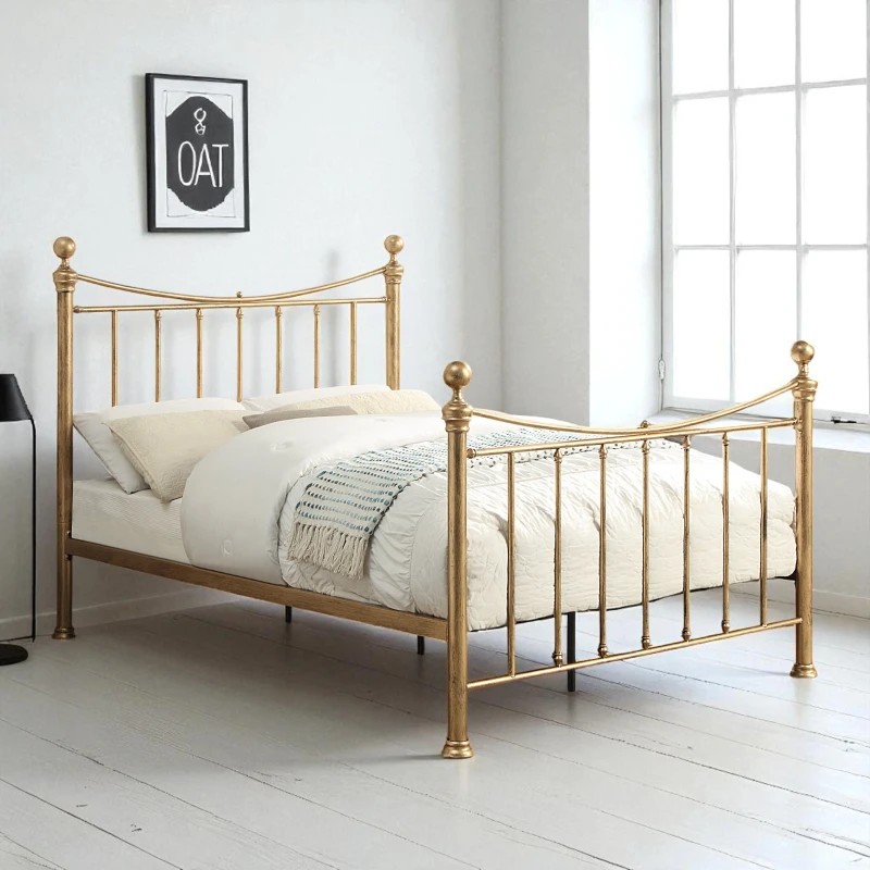 Image of OAT Home Hampstead Traditional Style Antique Brass Effect Metal Bed Frame in Bronze Size: Single Bronze Unisex Single
