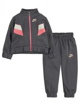 image of Nike Younger Girls Sportswear Heritage Jacket and Joggers 2 Piece Set - Grey, Size 12 Months