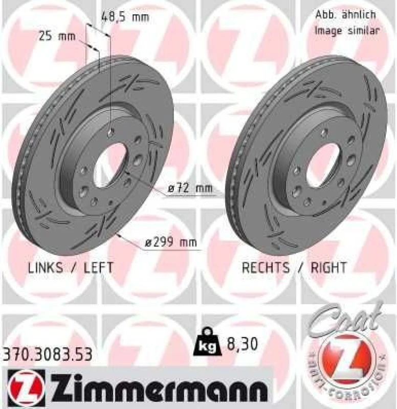 Image of ZIMMERMANN Brake disc ZIMMERMANN 370.3083.53