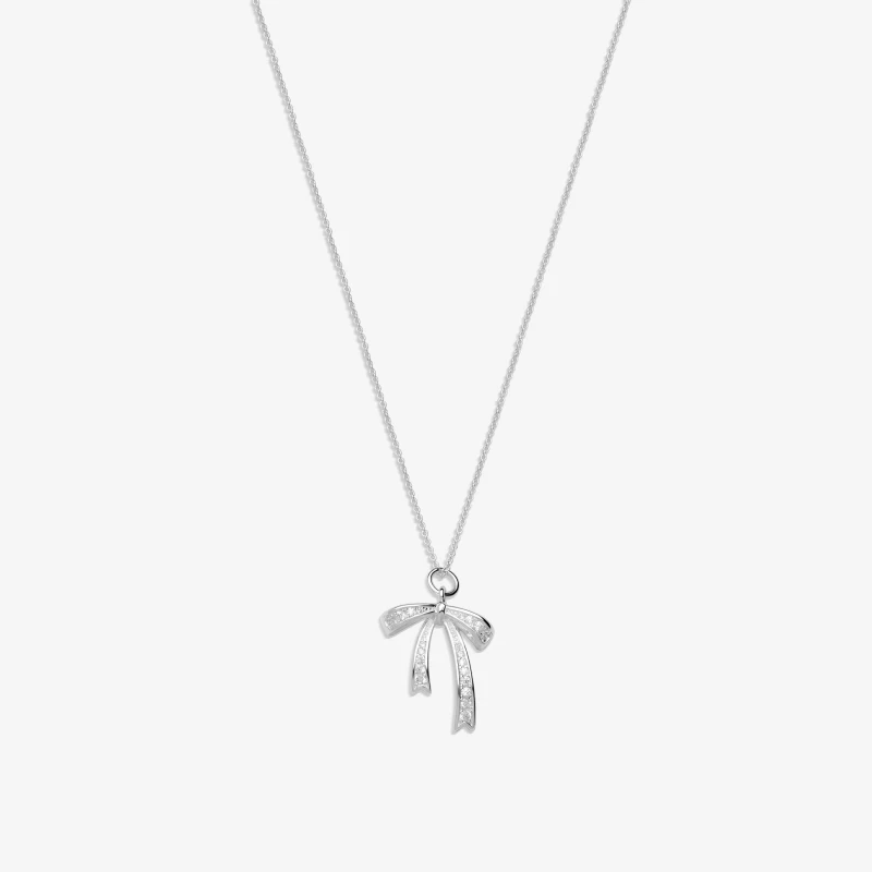 Image of Simply Silver Sterling Silver 925 Cubic Zirconia Bow Pendant Jewellery Sets One Size Silver 71582111000
