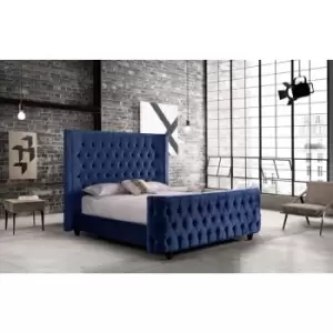 Image of Harmony Bed King Plush Velvet Blue