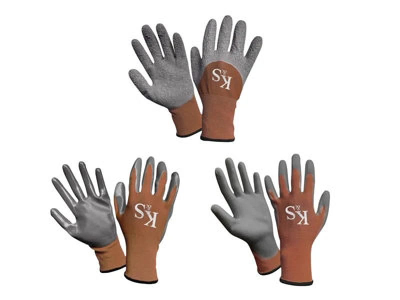 Image of Kent and Stowe Multi Task Garden Gloves Triple Pack Brown / Grey M 70105485