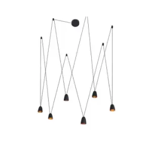 Image of Paiania Ceiling Cluster Pendant 6x 7W LED Black - Gold