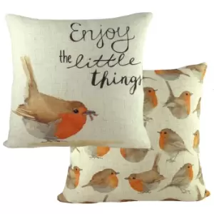 Image of Robin Printed Cushion Multicolour, Multicolour / 43 x 43cm / Polyester Filled