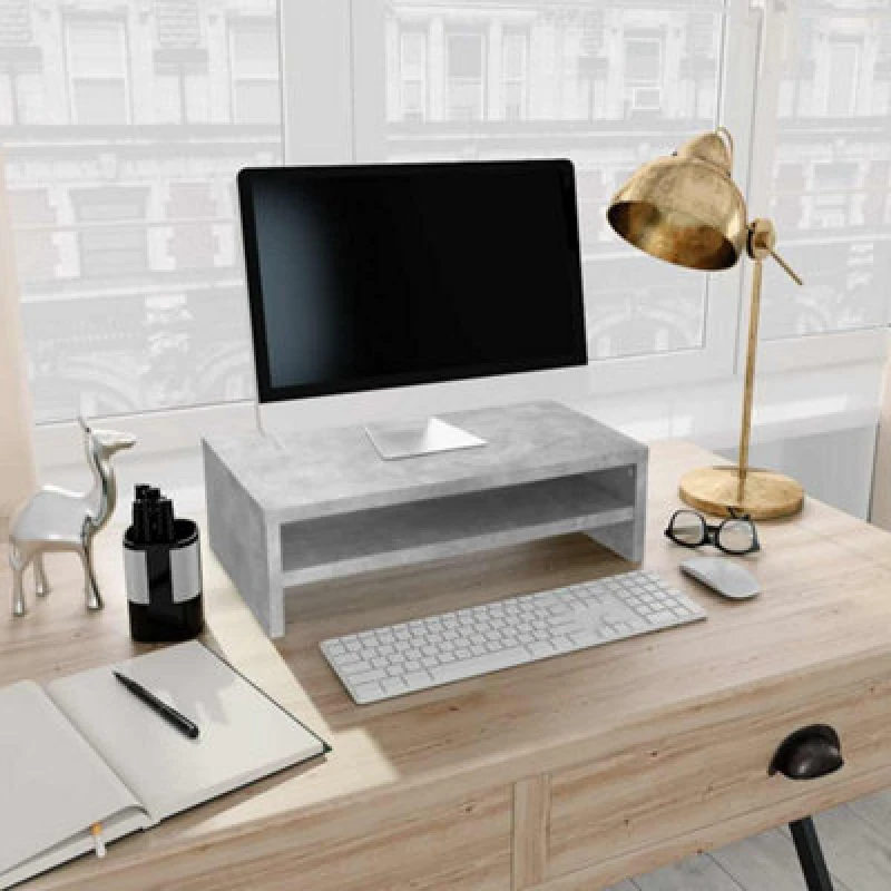 Image of VIDAXL Monitor Stand Concrete Grey 42x24x13cm Engineered Wood Vidaxl 800220