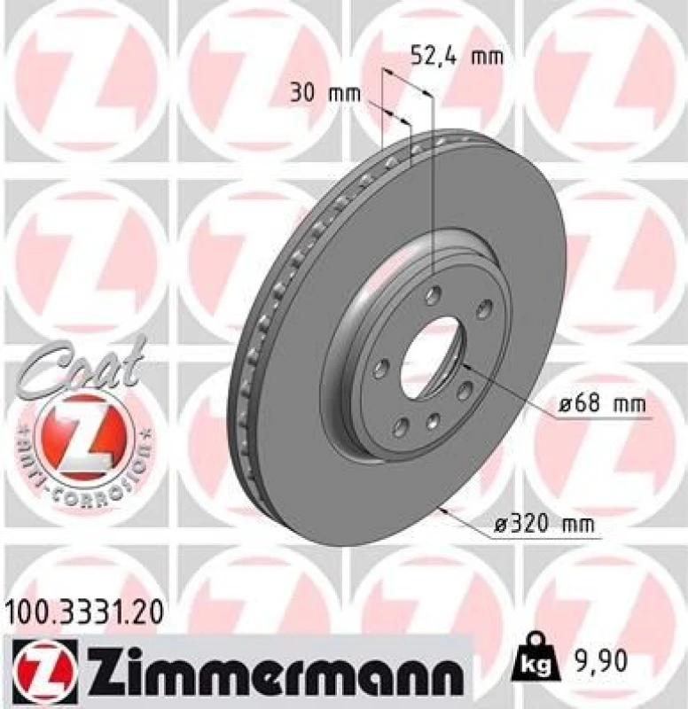 Image of ZIMMERMANN Brake disc ZIMMERMANN 100.3331.20