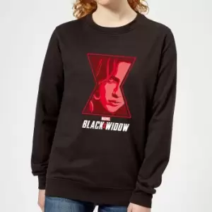 image of Black Widow Close Up Womens Sweatshirt - Black - L