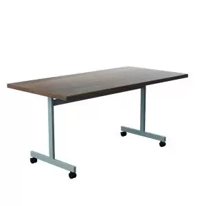 Image of One Eighty Tilting Table 1600 X 800 Silver Legs Dark Walnut Rectangular Top