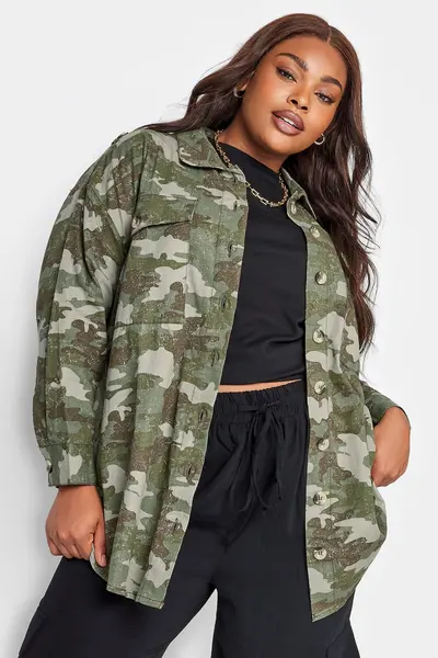 Image of Yours Long Sleeve Shacket Green