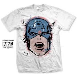 Image of Marvel Comics - Captain America Big Head Distressed Unisex Large T-Shirt - White