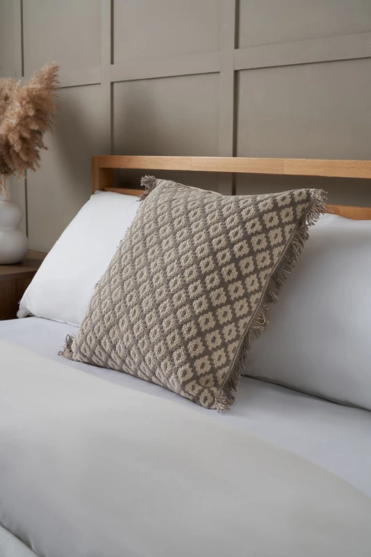 Image of Bhs Loft Diamond Cushion Taupe