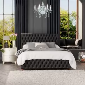 Image of Seren Ottoman Storage Bed, Mirazzi Velvet, Black Super King - Laurence Llewelyn-bowen