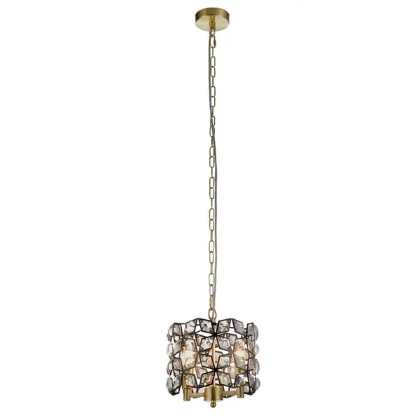 Image of Searchlight Iris 2 Light Ceiling Pendant Light - Satin Brass