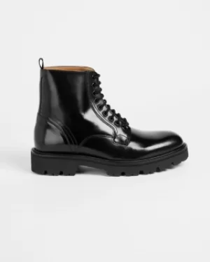 Image of Leather Chunky Lace Up Ankle Boot