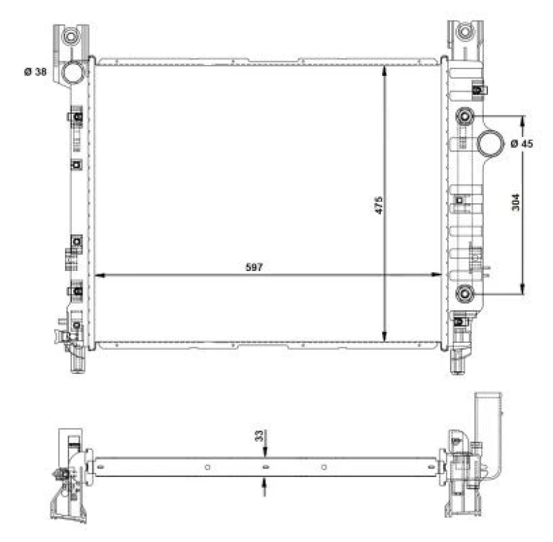Image of NRF 58367 Engine radiator EASY FIT Brazed cooling fins, Aluminium, with mounting parts Aluminium Radiator,engine cooling (470)
