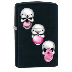 image of Zippo Bubblegum Skulls Classic Black Matte