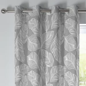 image of Fusion Matteo Grey Eyelet Curtains Grey