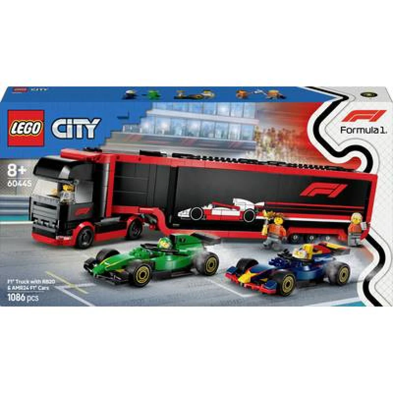 Image of LEGO City F1 Truck with RB20 & AMR24 F1 Cars Toy Race Vehicle Transporter Playset 60445 Toys