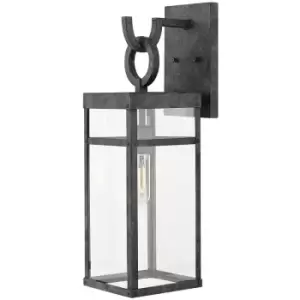 Image of Quintiesse Hinkley Porter Outdoor Wall Lantern Aged Zinc, IP44