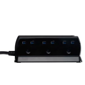 Image of Masterplug 6-Socket 1m Extension Lead with USB Charging - Black